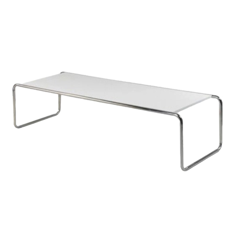 Contemporary Rectangle Solid Wood Coffee Table with Steel Sled Base 53"L x 20"W x 16"H White Clearhalo 'Coffee & Accent Tables' 'Coffee Tables' 'coffee_tables' 'furn' 'furn_coffee_tables' 'Furniture' 'Living Room Furniture' 6349068
