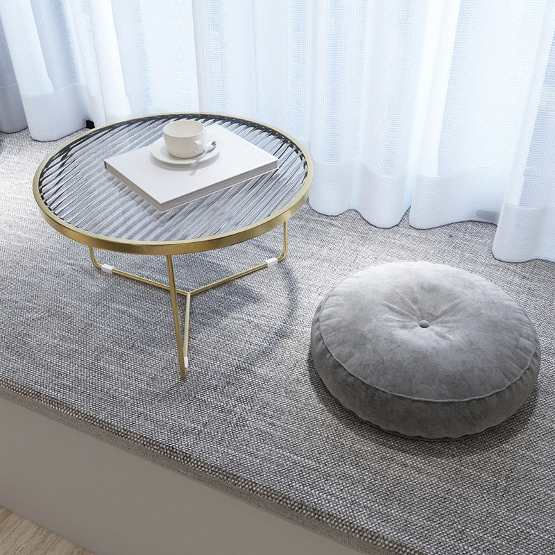 11.8" H Cross Legs Coffee Table Round Clear Glass Cocktail Table Clearhalo 'Coffee & Accent Tables' 'Coffee Tables' 'coffee_tables' 'furn' 'furn_coffee_tables' 'Furniture' 'Living Room Furniture' 6349082