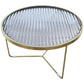 11.8" H Cross Legs Coffee Table Round Clear Glass Cocktail Table Gold Clearhalo 'Coffee & Accent Tables' 'Coffee Tables' 'coffee_tables' 'furn' 'furn_coffee_tables' 'Furniture' 'Living Room Furniture' 6349085