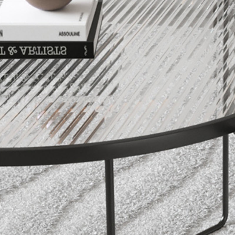 11.8" H Cross Legs Coffee Table Round Clear Glass Cocktail Table Clearhalo 'Coffee & Accent Tables' 'Coffee Tables' 'coffee_tables' 'furn' 'furn_coffee_tables' 'Furniture' 'Living Room Furniture' 6349087