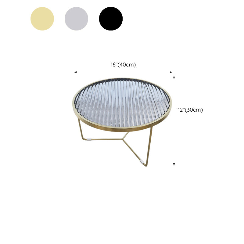 11.8" H Cross Legs Coffee Table Round Clear Glass Cocktail Table Clearhalo 'Coffee & Accent Tables' 'Coffee Tables' 'coffee_tables' 'furn' 'furn_coffee_tables' 'Furniture' 'Living Room Furniture' 6349090