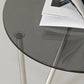 Contemporary Grey Round Glass Coffee Table with Metal 3 Legs