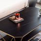 Glam Slate Coffee Table Gold Frame Coffee or End Table, 17.71" Tall Clearhalo 'Coffee & Accent Tables' 'Coffee Tables' 'coffee_tables' 'furn' 'furn_coffee_tables' 'Furniture' 'Living Room Furniture' 6349112
