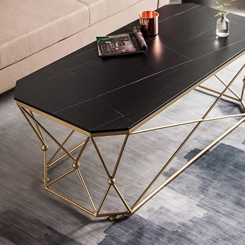 Glam Slate Coffee Table Gold Frame Coffee or End Table, 17.71" Tall Clearhalo 'Coffee & Accent Tables' 'Coffee Tables' 'coffee_tables' 'furn' 'furn_coffee_tables' 'Furniture' 'Living Room Furniture' 6349114
