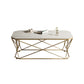 Glam Slate Coffee Table Gold Frame Coffee or End Table, 17.71" Tall White Shelves Not Included Clearhalo 'Coffee & Accent Tables' 'Coffee Tables' 'coffee_tables' 'furn' 'furn_coffee_tables' 'Furniture' 'Living Room Furniture' 6349115