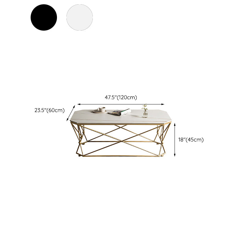 Glam Slate Coffee Table Gold Frame Coffee or End Table, 17.71" Tall Clearhalo 'Coffee & Accent Tables' 'Coffee Tables' 'coffee_tables' 'furn' 'furn_coffee_tables' 'Furniture' 'Living Room Furniture' 6349117