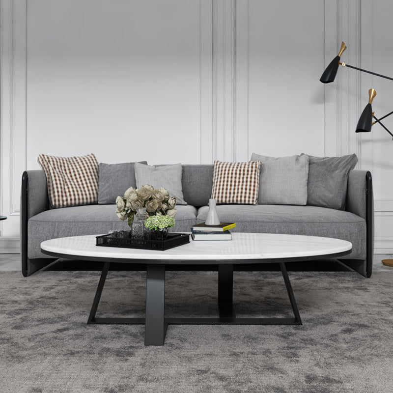 Marble Oval Coffee Table Metal Frame Abstract Cocktail Table Clearhalo 'Coffee & Accent Tables' 'Coffee Tables' 'coffee_tables' 'furn' 'furn_coffee_tables' 'Furniture' 'Living Room Furniture' 6349123