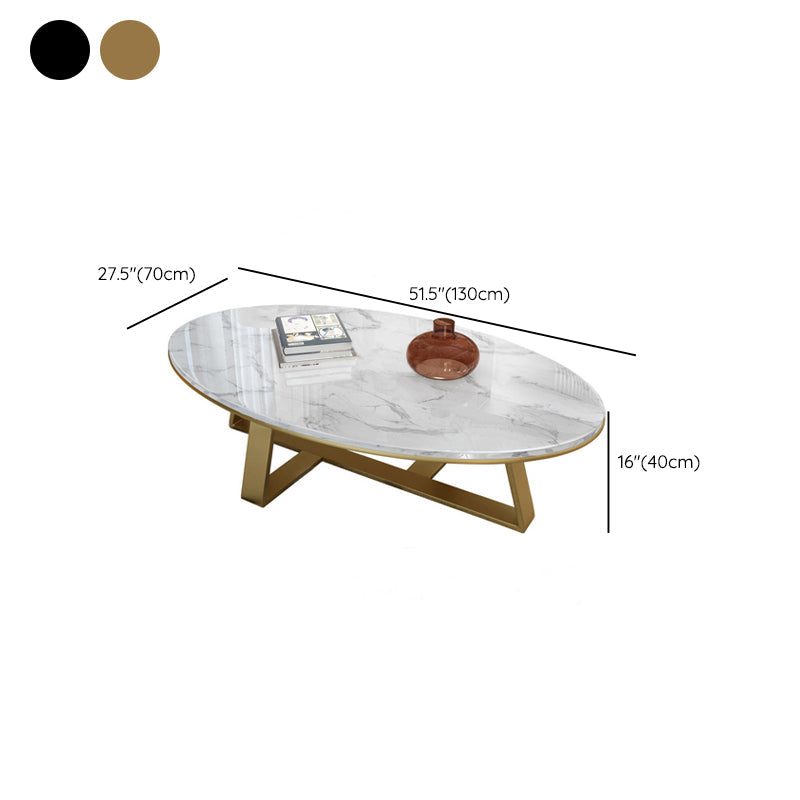 Marble Oval Coffee Table Metal Frame Abstract Cocktail Table Clearhalo 'Coffee & Accent Tables' 'Coffee Tables' 'coffee_tables' 'furn' 'furn_coffee_tables' 'Furniture' 'Living Room Furniture' 6349132
