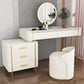 17.71" Wide Pine Dresser with 5 Storage Drawers Cream Vanity Table for Bedroom