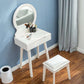 15.74" Wide Solid Wood Dresser 1-Drawer Vanity Table with Stool and Mirror