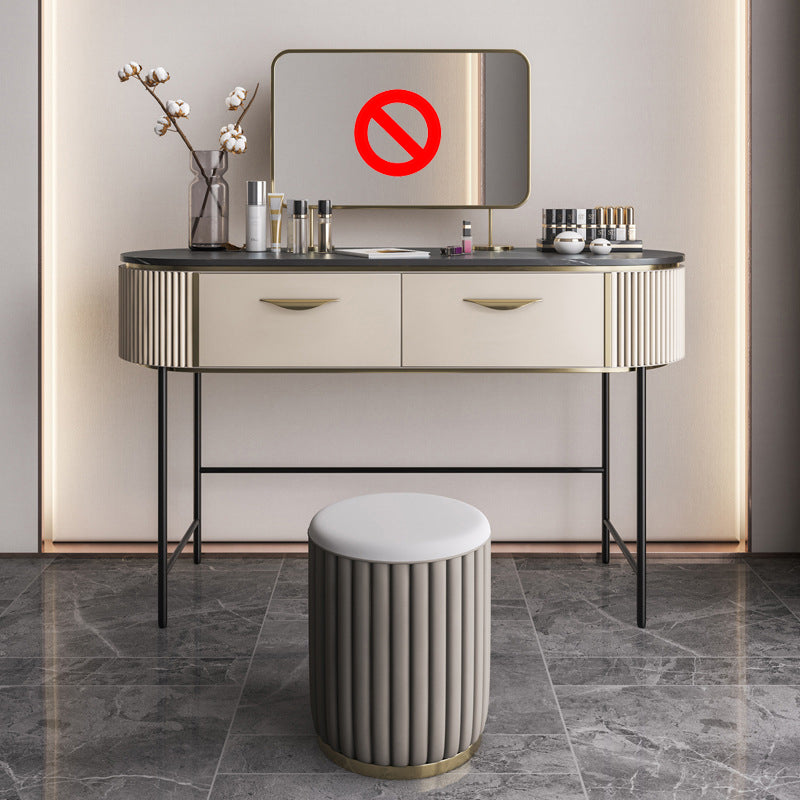 Set di vanità con 2 cassetti di stoccaggio da 17,71 "con specchio e sgabello imbottito