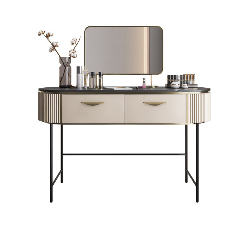 Set di vanità con 2 cassetti di stoccaggio da 17,71 "con specchio e sgabello imbottito