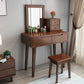 Modern 2-Drawers Table Dressing Table Solid Wood Mirror Make-up Vanity Makeup Vanity & Mirror & Stools Walnut Clearhalo 'Bedroom Furniture' 'furn' 'furn_makeup_vanities' 'Furniture' 'Makeup Vanities' 'makeup_vanities' 6349217