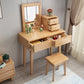 Modern 2-Drawers Table Dressing Table Solid Wood Mirror Make-up Vanity Makeup Vanity & Mirror & Stools Natural Clearhalo 'Bedroom Furniture' 'furn' 'furn_makeup_vanities' 'Furniture' 'Makeup Vanities' 'makeup_vanities' 6349218