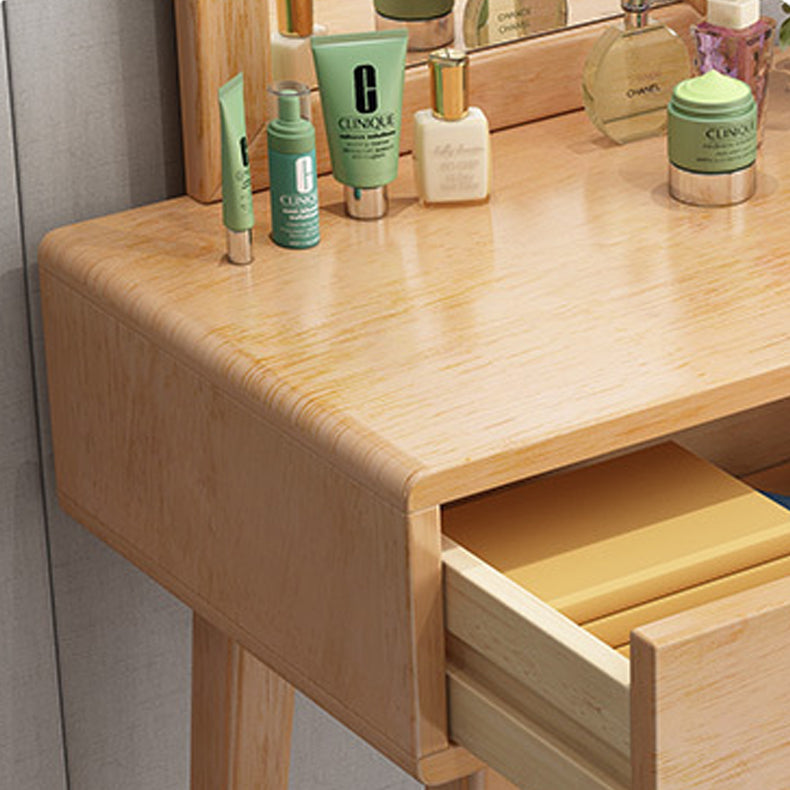 Modern 2-Drawers Table Dressing Table Solid Wood Mirror Make-up Vanity Clearhalo 'Bedroom Furniture' 'furn' 'furn_makeup_vanities' 'Furniture' 'Makeup Vanities' 'makeup_vanities' 6349222