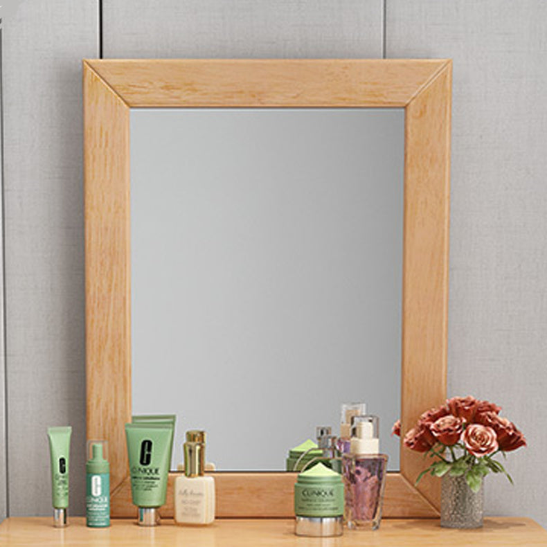 Modern 2-Drawers Table Dressing Table Solid Wood Mirror Make-up Vanity Clearhalo 'Bedroom Furniture' 'furn' 'furn_makeup_vanities' 'Furniture' 'Makeup Vanities' 'makeup_vanities' 6349223