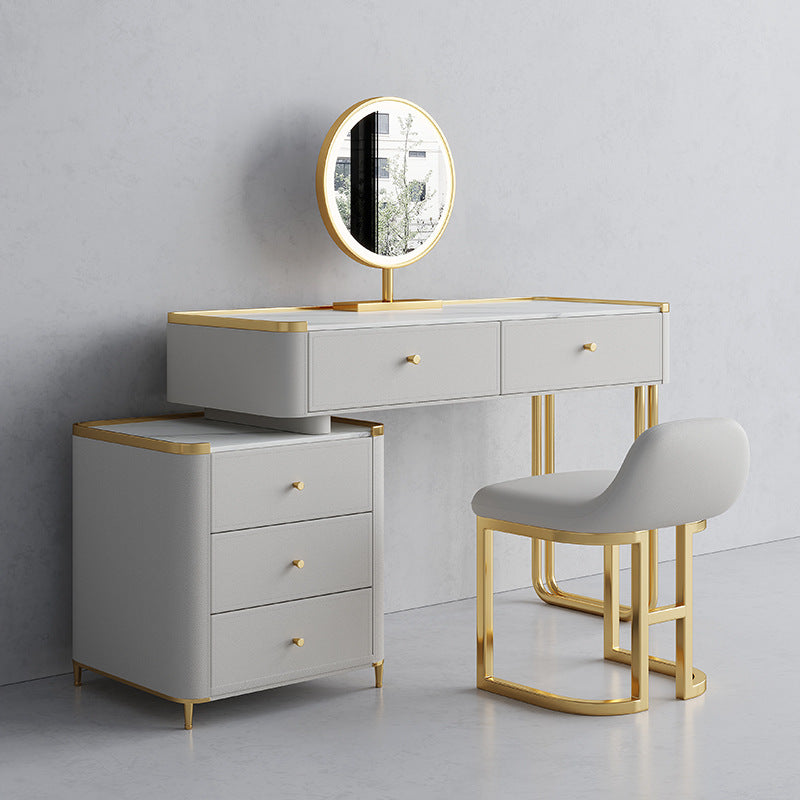 Bureau de vanité en verre de 15,74 "avec 5 tiroirs de rangement