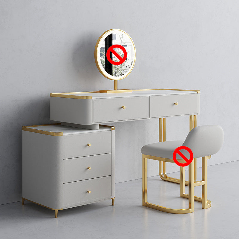 Bureau de vanité en verre de 15,74 "avec 5 tiroirs de rangement