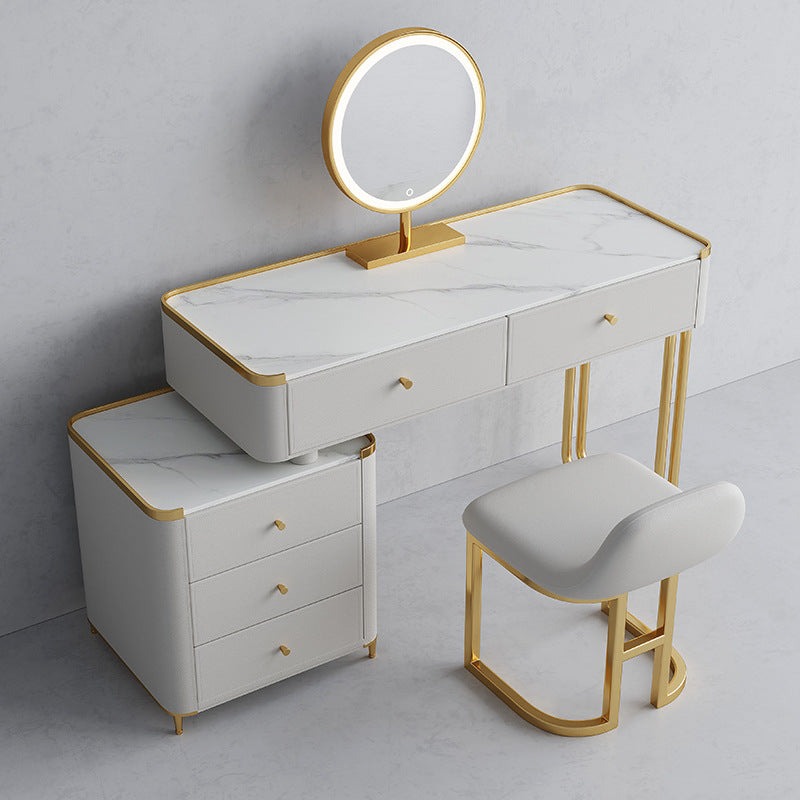 Bureau de vanité en verre de 15,74 "avec 5 tiroirs de rangement