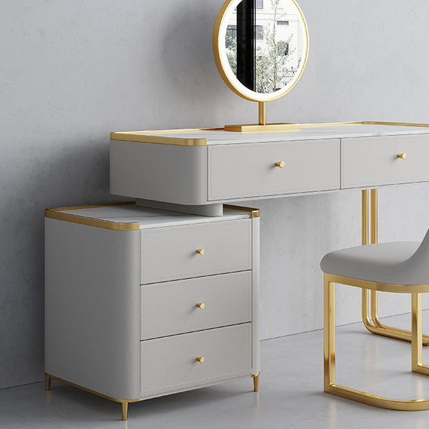 15.74 "幅5つの収納引き出し付きガラスの虚栄心デスクは、寝室用のクリーム木材の虚栄心セットセット