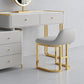15.74" Wide Glass Vanity Desk with 5 Storage Drawers Cream Wood Vanity Set for Bedroom