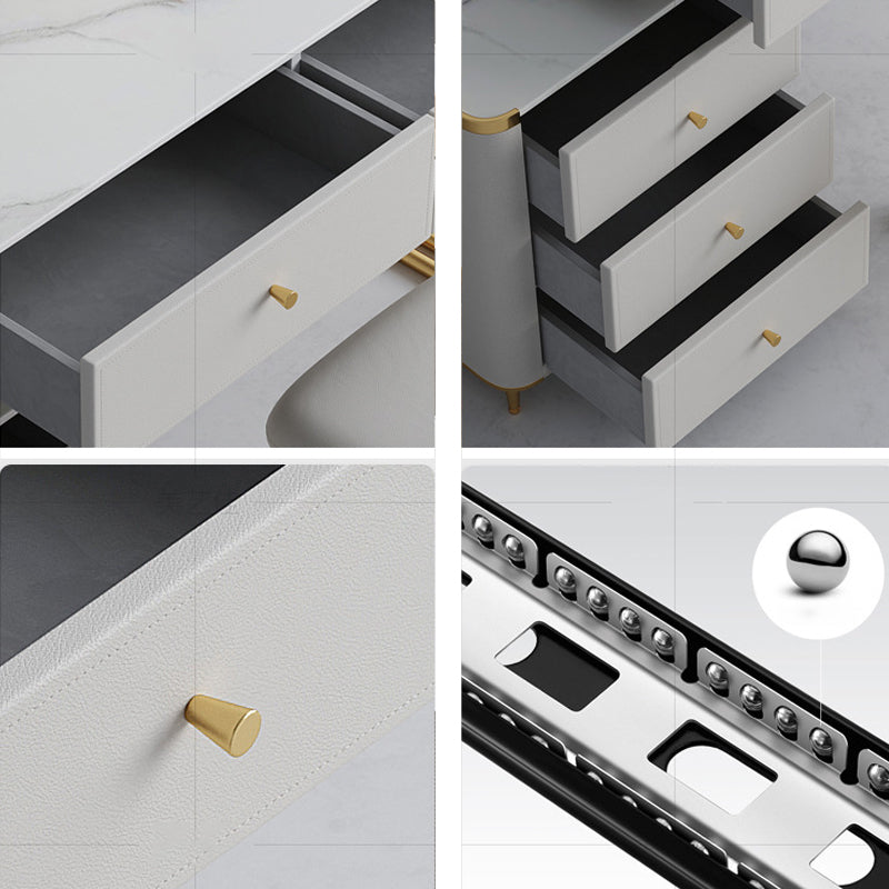 Distanza di vanità in vetro larga da 15,74 "con 5 cassetti di stoccaggio Vanity in legno per camera da letto