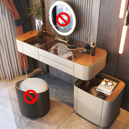 Scrivania di vanità in vetro con 5 cassetti di stoccaggio da 16.14 "set di vanità in legno largo