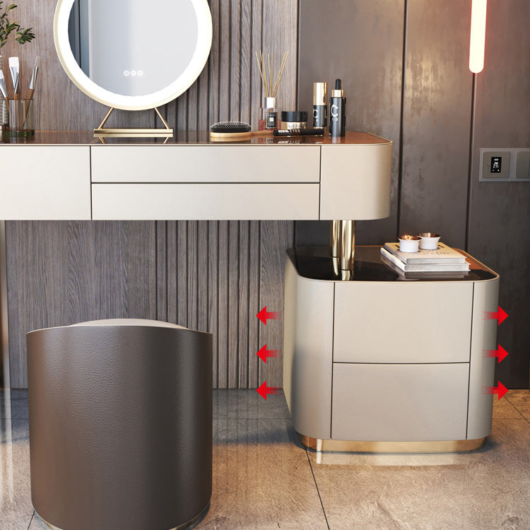 Scrivania di vanità in vetro con 5 cassetti di stoccaggio da 16.14 "set di vanità in legno largo