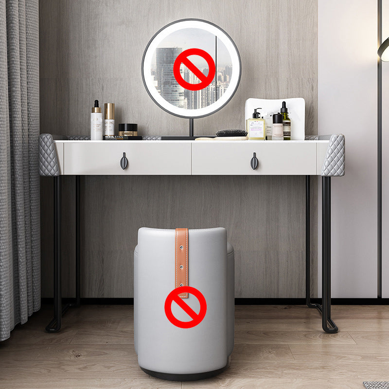 Gray Vanity Desk with 2 Storage Drawers 17.32" Wide Wood Vanity Set, Modern Style Makeup Vanity Clearhalo 'Bedroom Furniture' 'furn' 'furn_makeup_vanities' 'Furniture' 'Makeup Vanities' 'makeup_vanities' 6349282