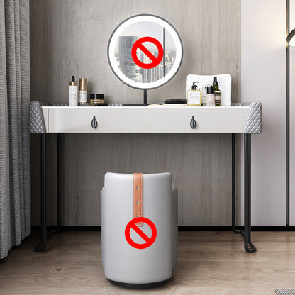 Gray Vanity Desk with 2 Storage Drawers 17.32" Wide Wood Vanity Set, Modern Style Makeup Vanity Clearhalo 'Bedroom Furniture' 'furn' 'furn_makeup_vanities' 'Furniture' 'Makeup Vanities' 'makeup_vanities' 6349282