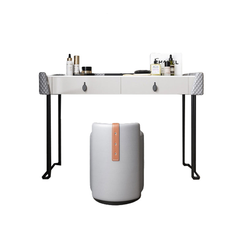 Gray Vanity Desk with 2 Storage Drawers 17.32" Wide Wood Vanity Set, Modern Style Clearhalo 'Bedroom Furniture' 'furn' 'furn_makeup_vanities' 'Furniture' 'Makeup Vanities' 'makeup_vanities' 6349287