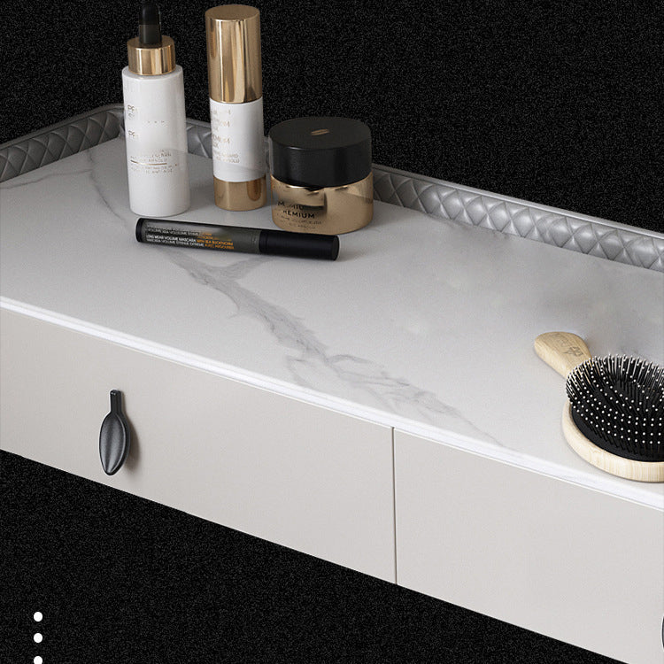 Gray Vanity Desk with 2 Storage Drawers 17.32" Wide Wood Vanity Set, Modern Style Clearhalo 'Bedroom Furniture' 'furn' 'furn_makeup_vanities' 'Furniture' 'Makeup Vanities' 'makeup_vanities' 6349288