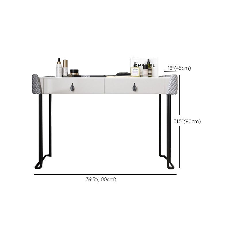 Gray Vanity Desk with 2 Storage Drawers 17.32" Wide Wood Vanity Set, Modern Style Clearhalo 'Bedroom Furniture' 'furn' 'furn_makeup_vanities' 'Furniture' 'Makeup Vanities' 'makeup_vanities' 6349296