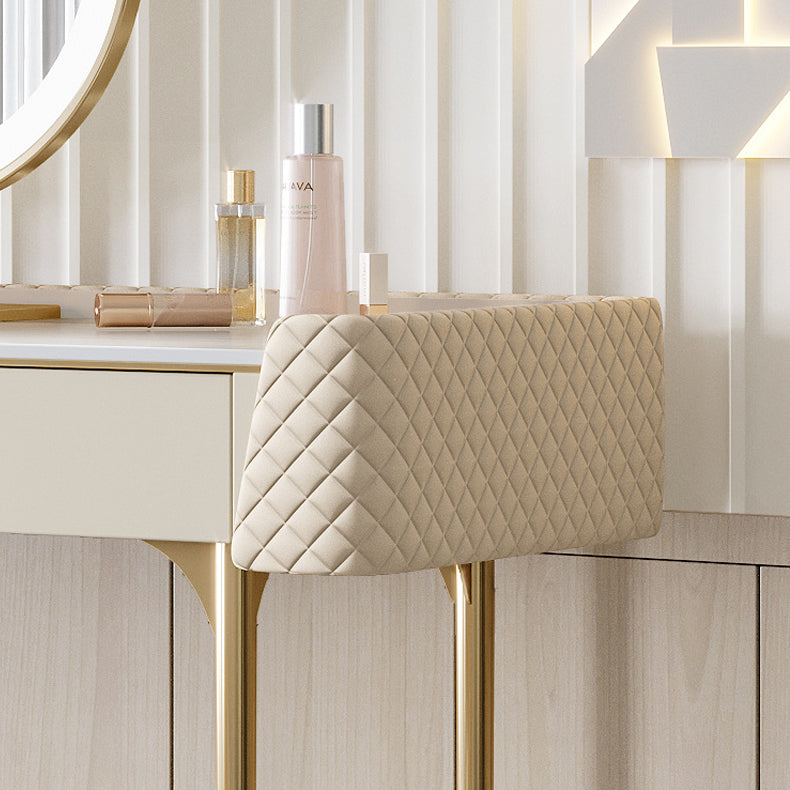 Desca di vanità bianca con 2 cassetti di stoccaggio da 17,71 "set di vanità in legno largo, stile glam