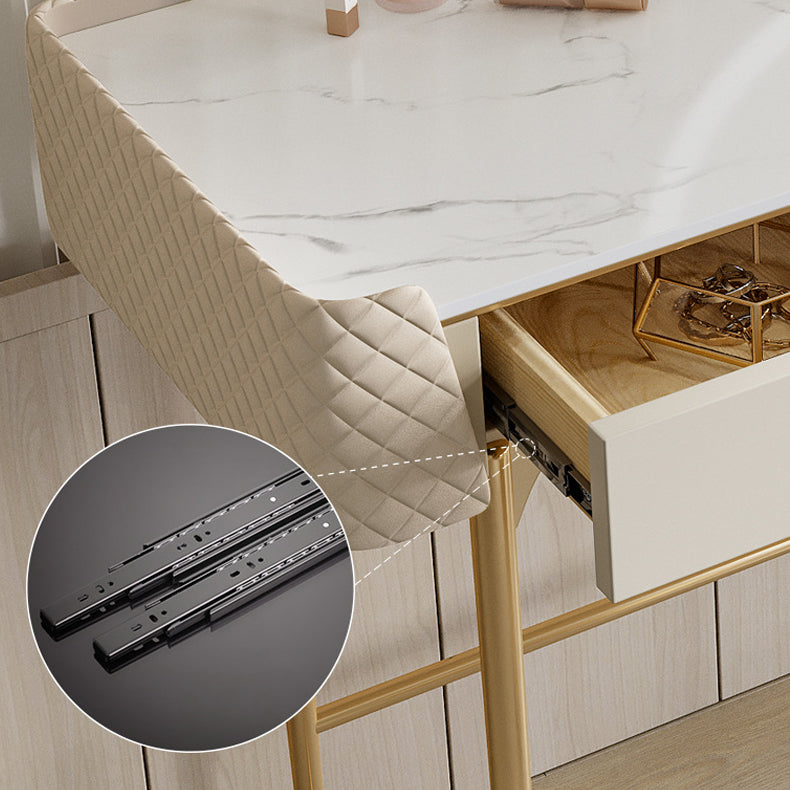 Desca di vanità bianca con 2 cassetti di stoccaggio da 17,71 "set di vanità in legno largo, stile glam