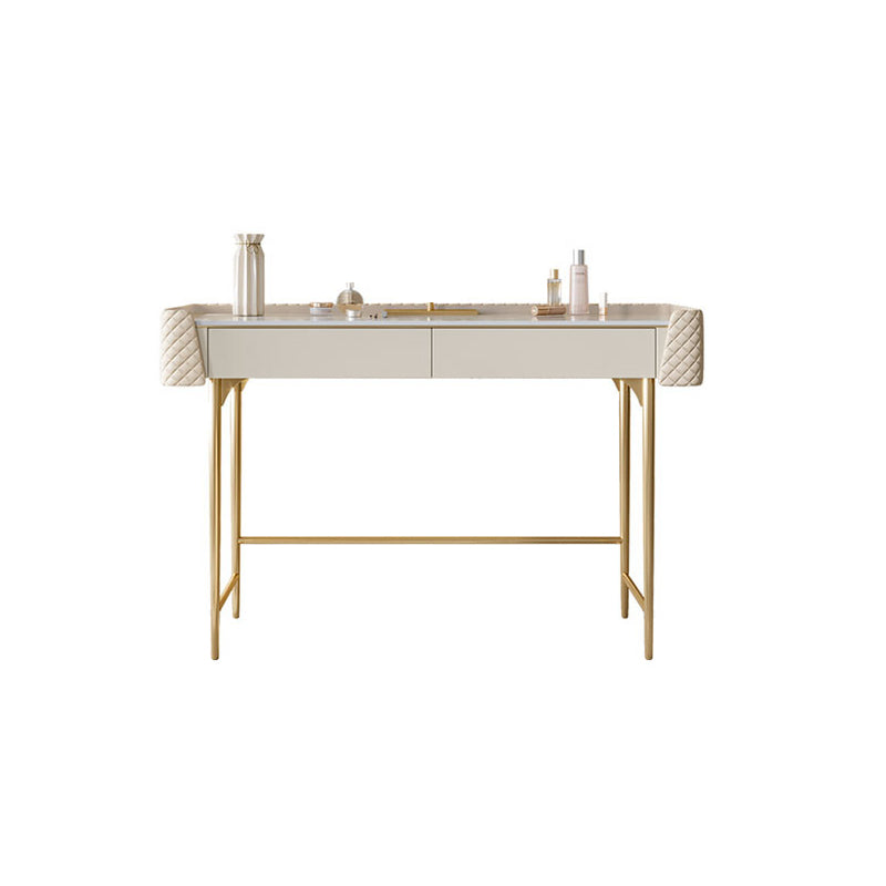 Desca di vanità bianca con 2 cassetti di stoccaggio da 17,71 "set di vanità in legno largo, stile glam