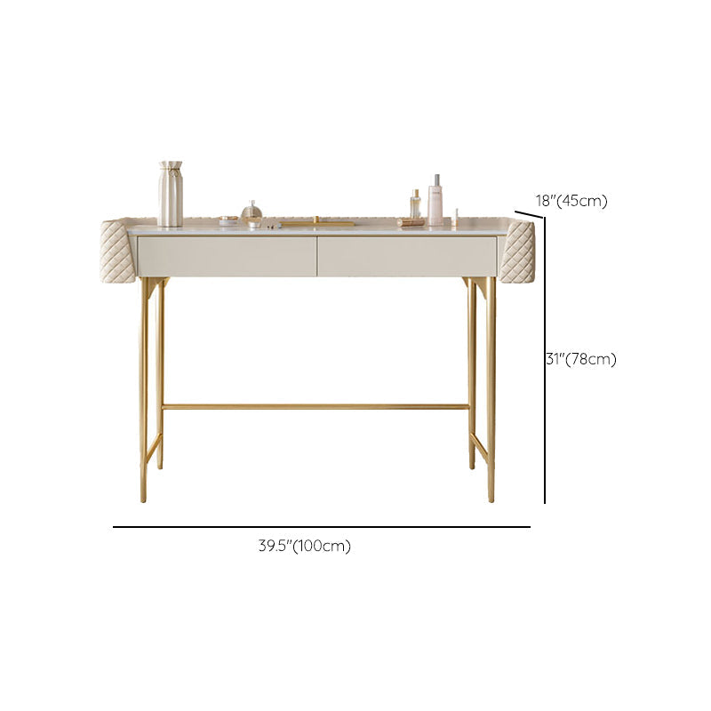 Desca di vanità bianca con 2 cassetti di stoccaggio da 17,71 "set di vanità in legno largo, stile glam
