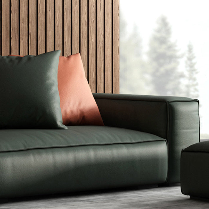 Zeitgenössischer stationärer Kunstleder Wohnzimmer Sitzplatz Square Arm Kissen Sofa