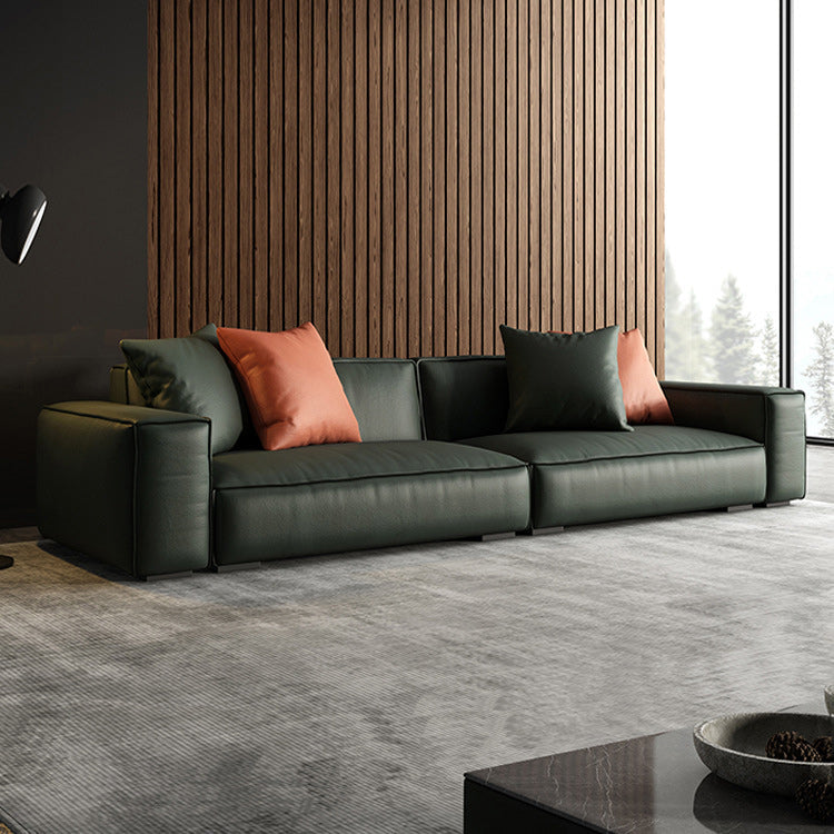 Zeitgenössischer stationärer Kunstleder Wohnzimmer Sitzplatz Square Arm Kissen Sofa