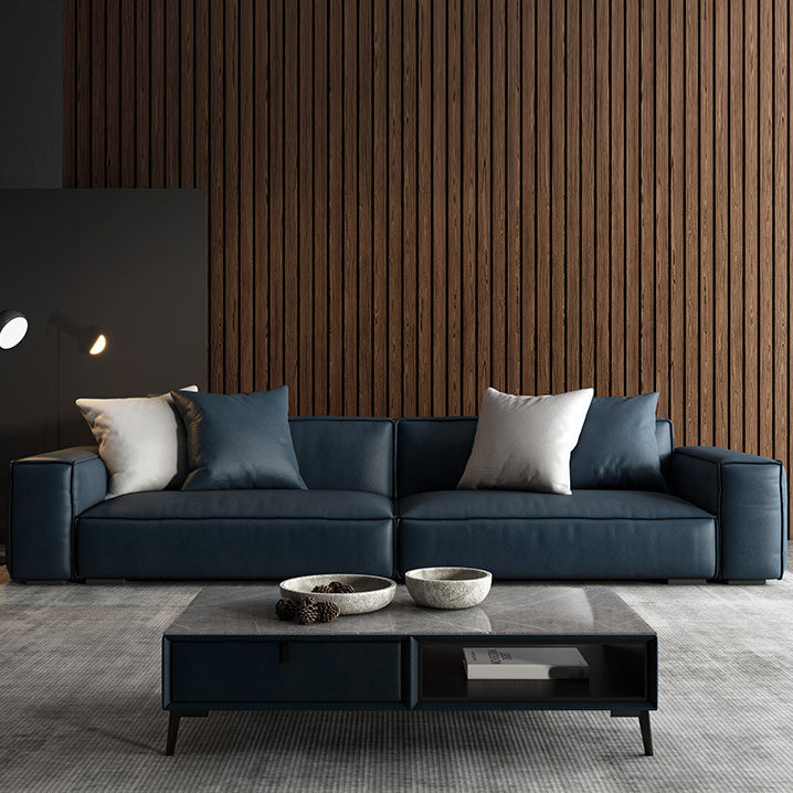 現代の静止フェイクレザーリビングルーム座席四角いアームクッションソファ