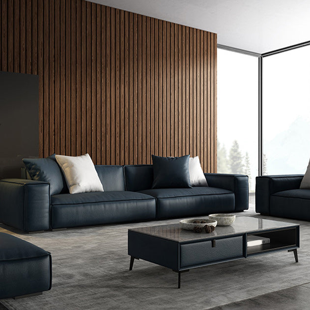 Zeitgenössischer stationärer Kunstleder Wohnzimmer Sitzplatz Square Arm Kissen Sofa