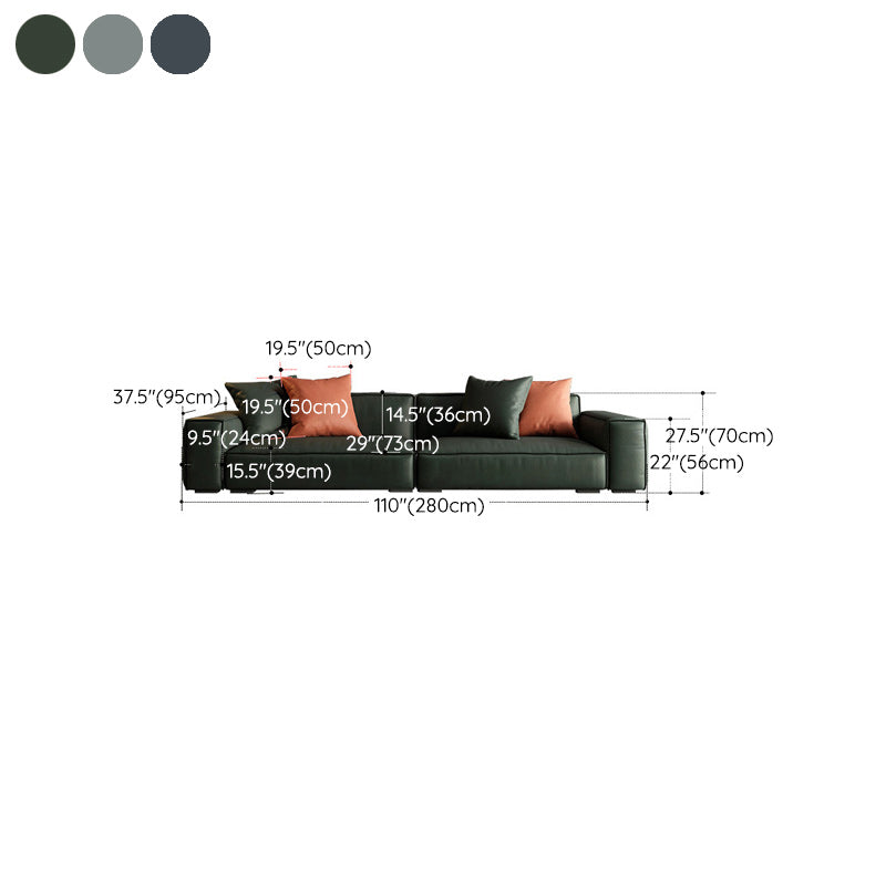 Zeitgenössischer stationärer Kunstleder Wohnzimmer Sitzplatz Square Arm Kissen Sofa