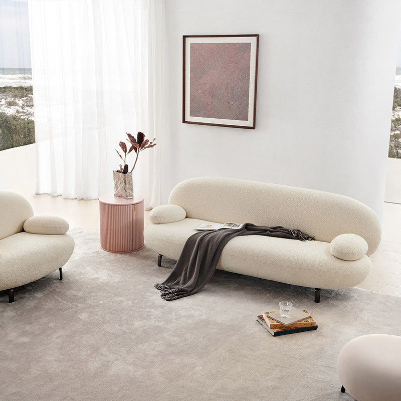 Canapé de bras rond standard canapé tissu minimaliste moderne en blanc