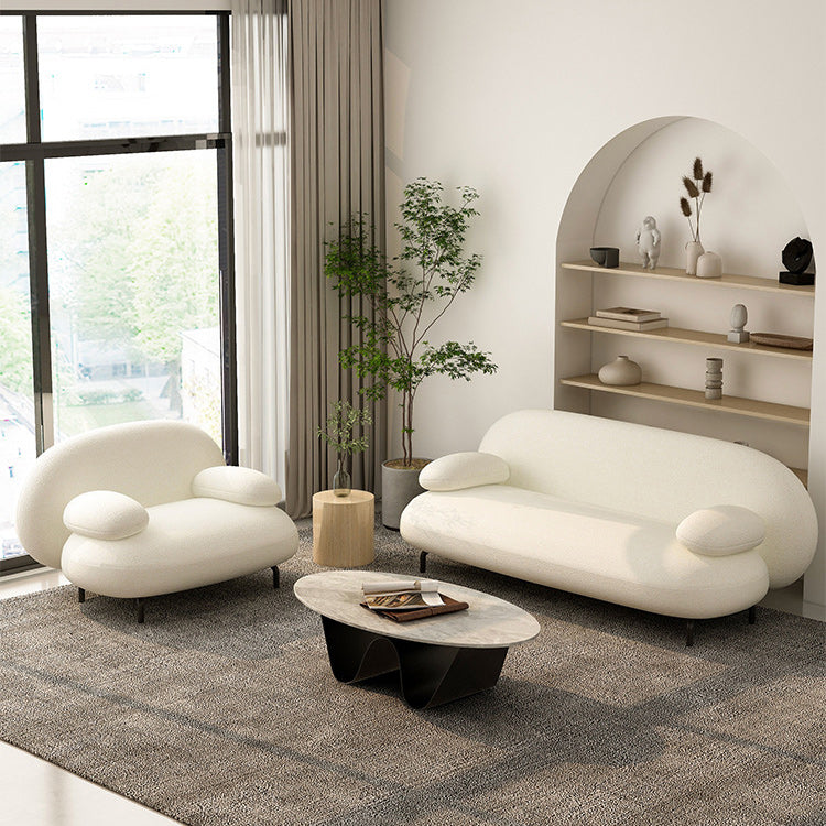 Canapé de bras rond standard canapé tissu minimaliste moderne en blanc