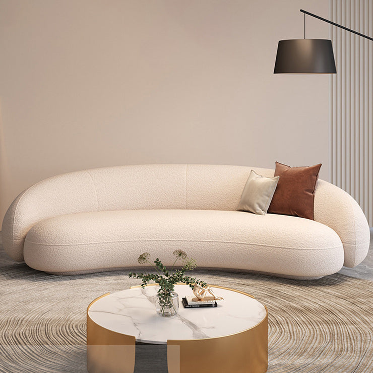Divano curvo di lana contemporaneo minimalista beige di divano braccio inclinato