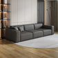 Square Arm 3-seater Sofa Contemporary Faux Leather Minimalist Sofa