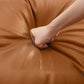 Modern Pillow Back Sofa Orange Genuine Leather Tuxedo Arm Sofa