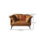 Modern Pillow Back Sofa Orange Genuine Leather Tuxedo Arm Sofa