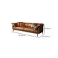 Modern Pillow Back Sofa Orange Genuine Leather Tuxedo Arm Sofa