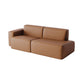 Contemporary Stationary Faux Leather Living Room Square Arm Sofa
